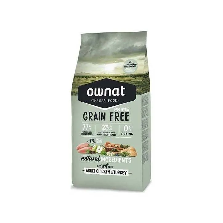 Ownat Grain Free Prime adult chicken and turkey - croquettes chien
