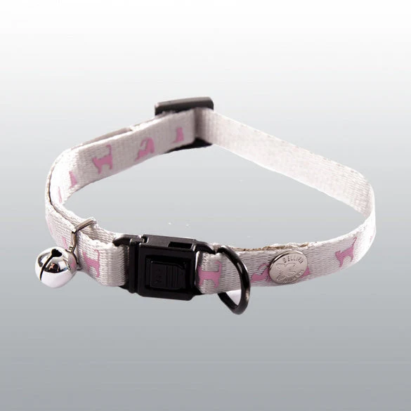 Collier gris et rose clair chat