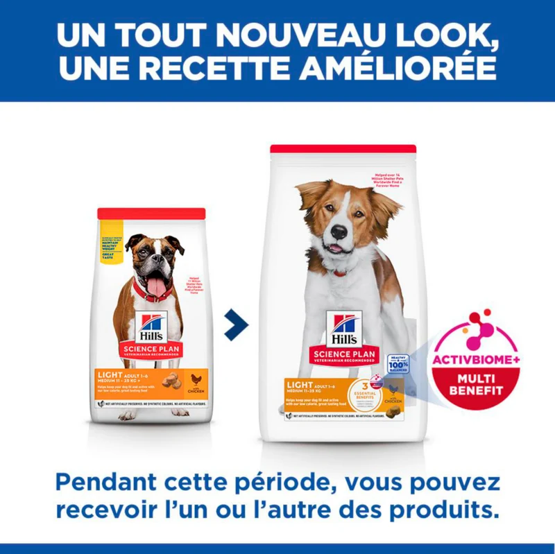 Hill's Science Plan Light Medium Adult au poulet - croquettes chien