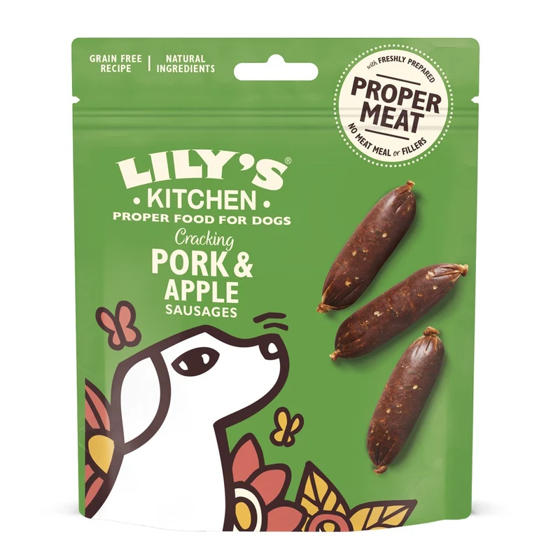 Délicieuses saucisses au porc et à la pomme chien