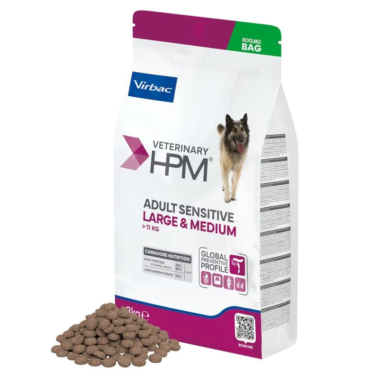 Veterinary HPM Adult Sensitive Large & Medium Dog - croquettes chien