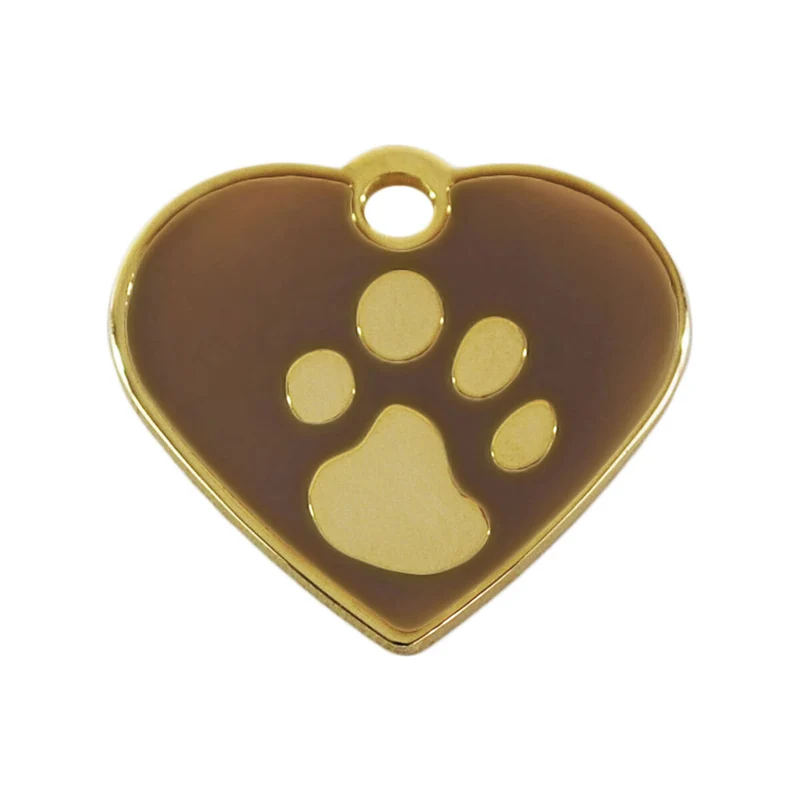 Plaque d'identification pour collier Imarc Heart Marron Doré