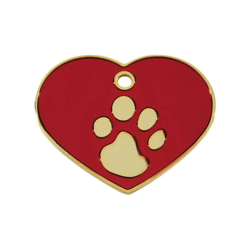 Plaque d'identification pour collier Imarc Heart Rouge Doré