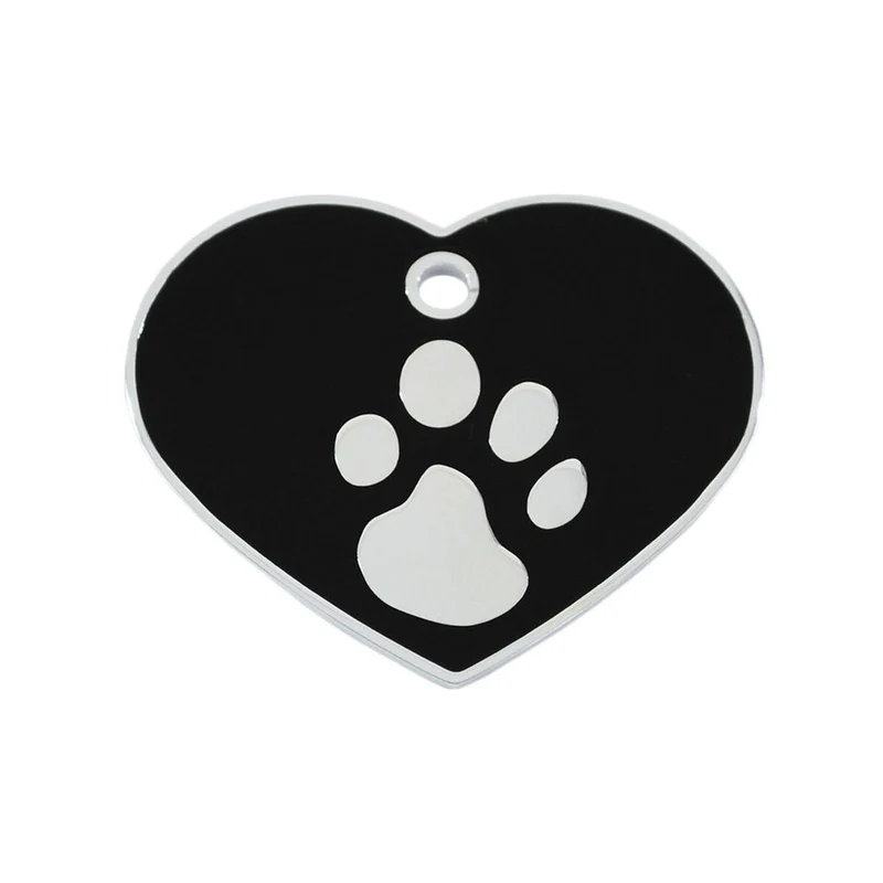 Plaque d'identification pour collier Imarc Heart Noir Argenté