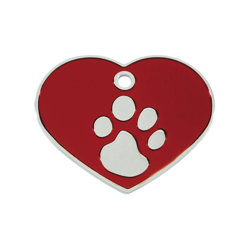 Plaque d'identification pour collier Imarc Heart Rouge Argenté
