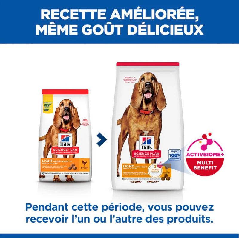 Hill's Science Plan Light Medium Mature Adult 7+ au poulet - croquettes chien