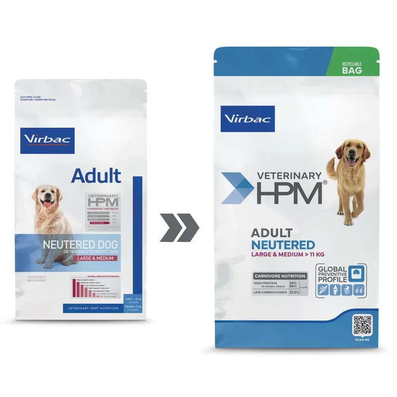 Virbac Veterinary HPM Adult Neutered Dog Large & Medium - croquettes chien