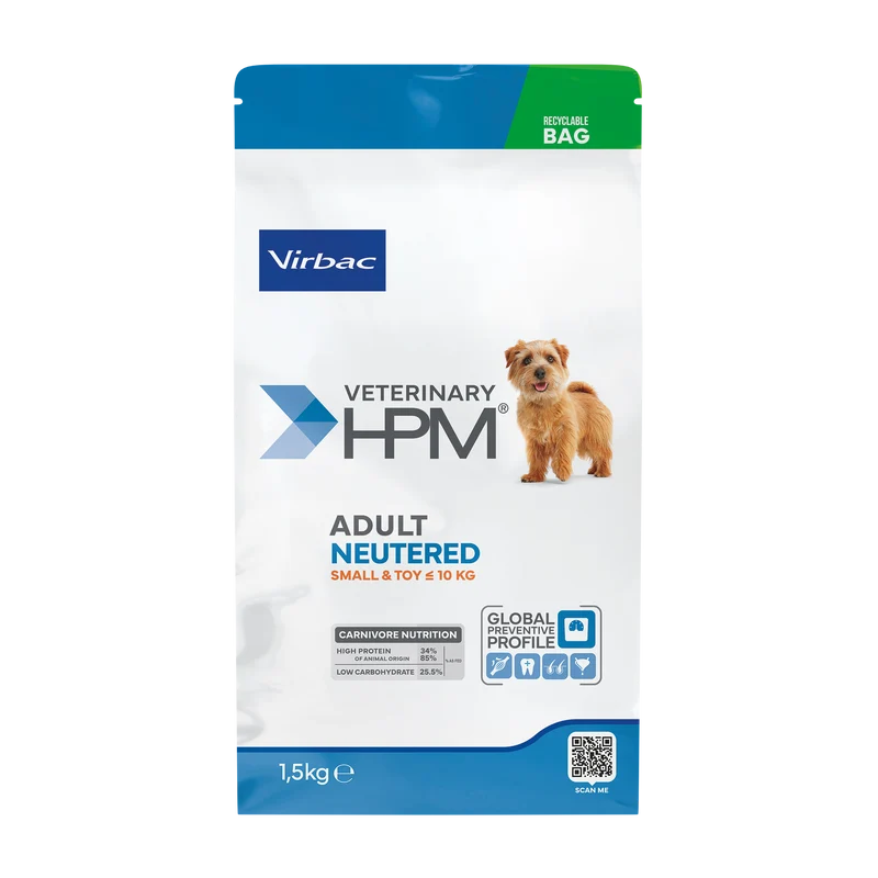 Veterinary HPM Adult Neutered Dog Small & Toy - croquettes chien