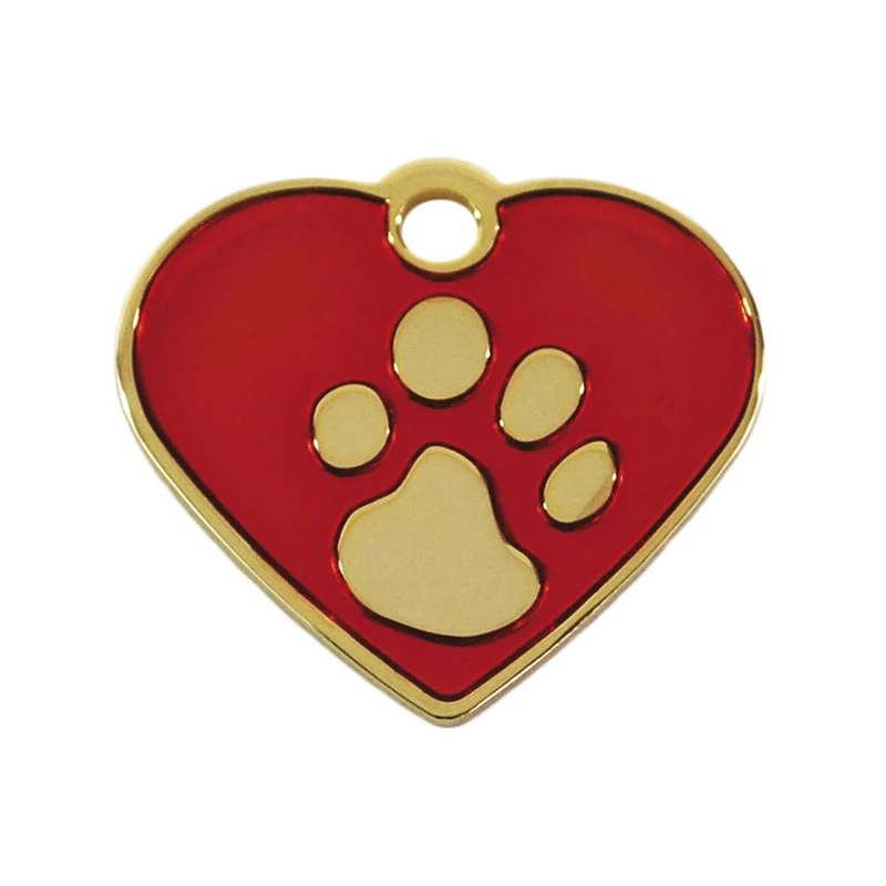 Plaque d'identification pour collier Imarc Heart Rouge Doré