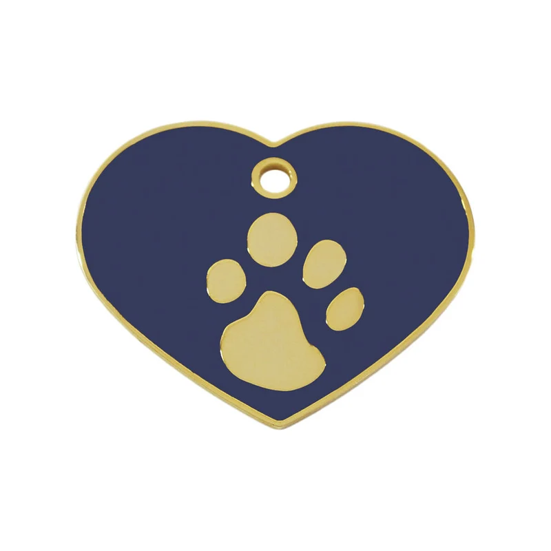 Plaque d'identification pour collier Imarc Heart Bleu Doré