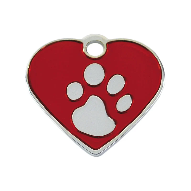 Plaque d'identification pour collier Imarc Heart Rouge Argenté