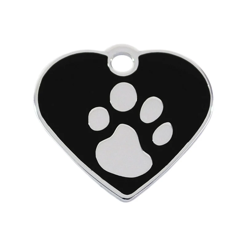 Plaque d'identification pour collier Imarc Heart Noir Argenté