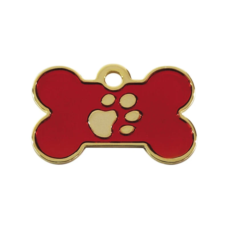 Plaque d'identification pour collier Imarc Bone Rouge Doré