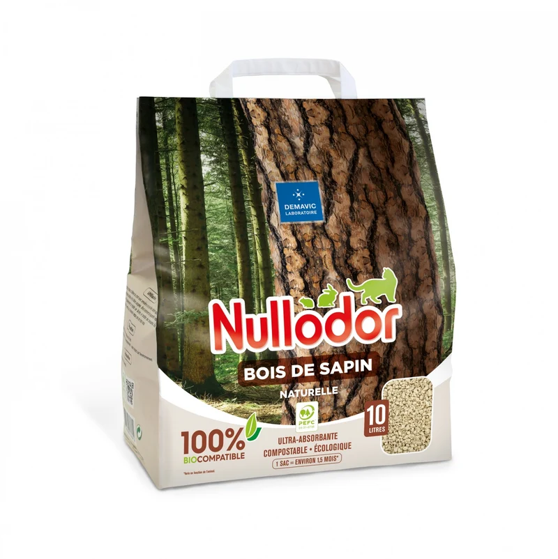 Litière Nullodor 100% naturelle - bois de sapin, chat & rongeur