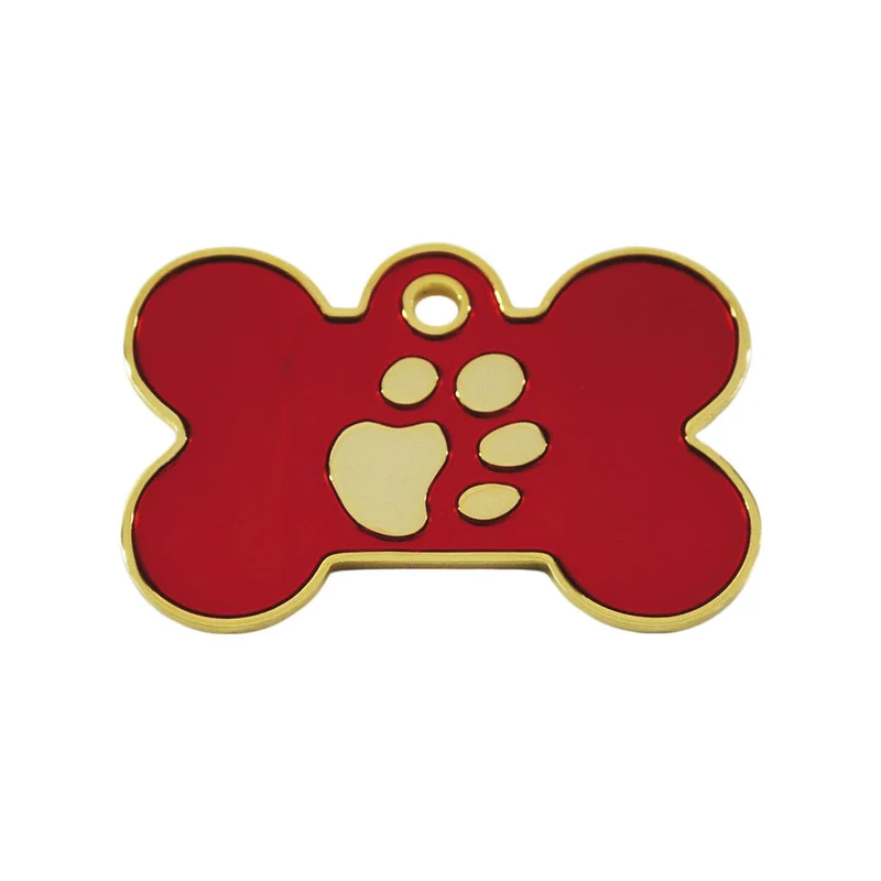 Plaque d'identification pour collier Imarc Bone Rouge Doré