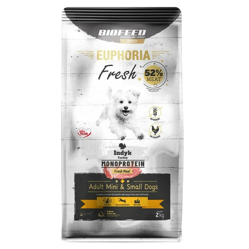 Nourriture Biofeed Euphoria Fresh Adult Mini & Small Monoprotein Turkey Dinde 2 Kg Adulte 2,3 Kg