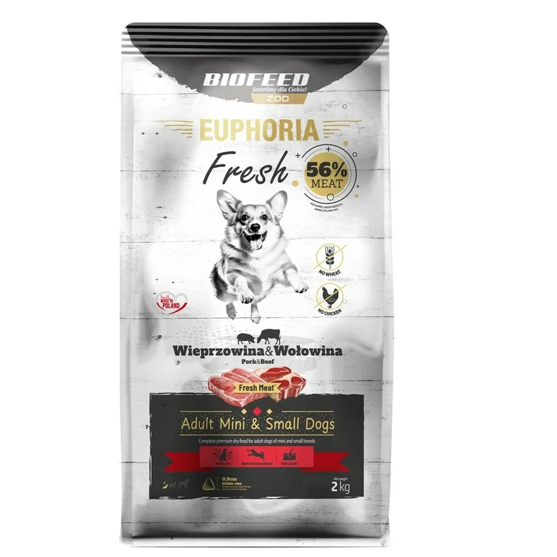 Nourriture Biofeed Euphoria Fresh Adult Mini & Small Pork with beef Cochon 2 Kg Adulte 2,3 Kg