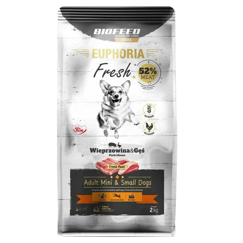 Nourriture Biofeed Euphoria Fresh Adult Mini & Small Pork with goose Cochon 2 Kg Adulte 2,3 Kg