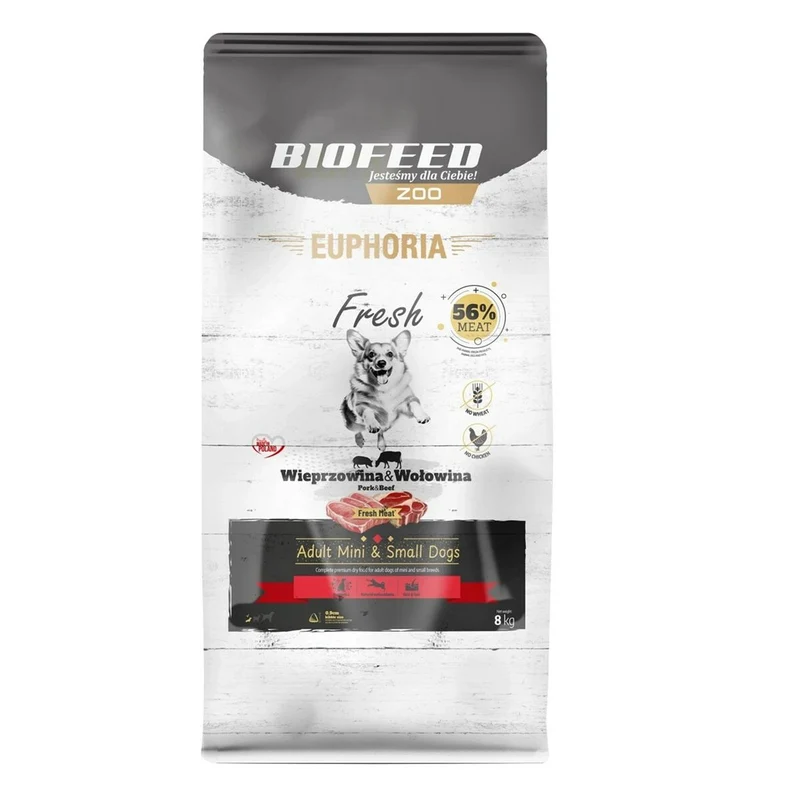 Nourriture Biofeed Euphoria Fresh Adult Mini & Small Pork with beef Cochon 8 kg Adulte