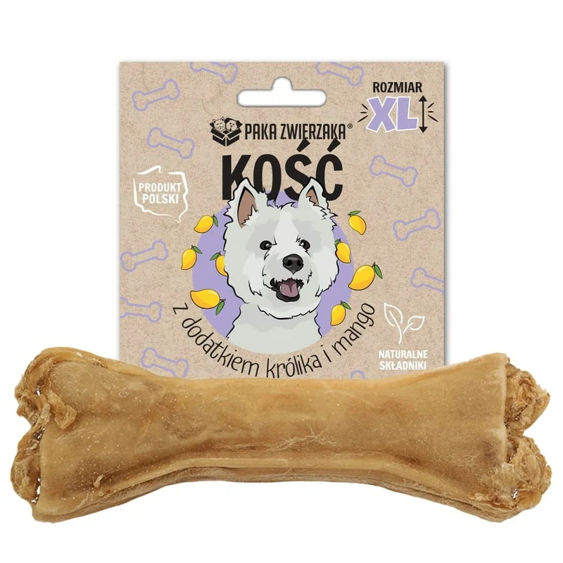 Snack pour chiens Paka Zwierzaka Bone with rabbit and mango XL 17 cm Lapin 115 g