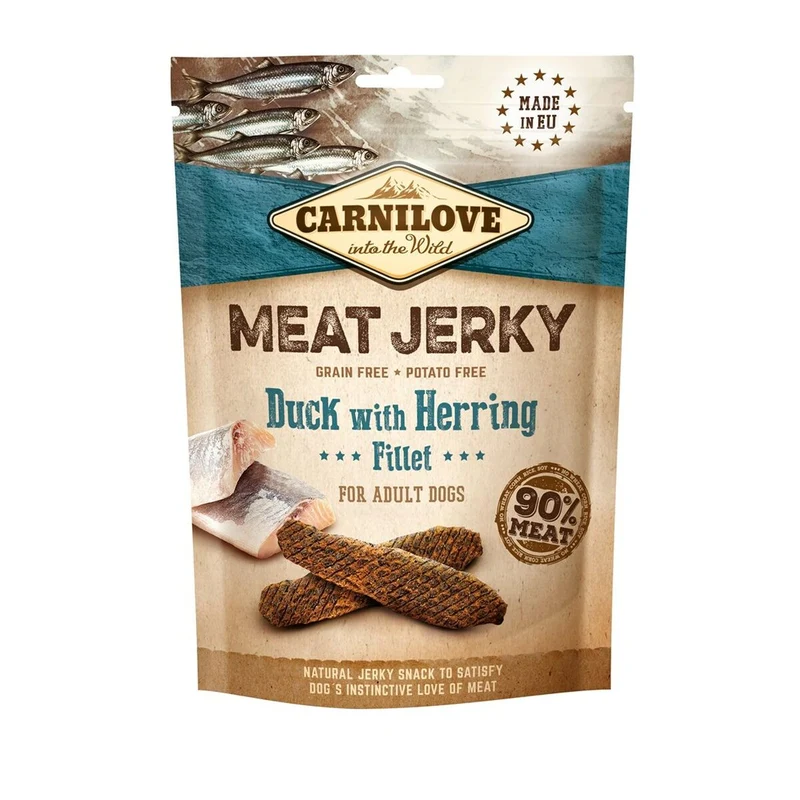 Nourriture Carnilove Meat Jerky Duck with herring Adulte Poisson Agneau Canard 100 g