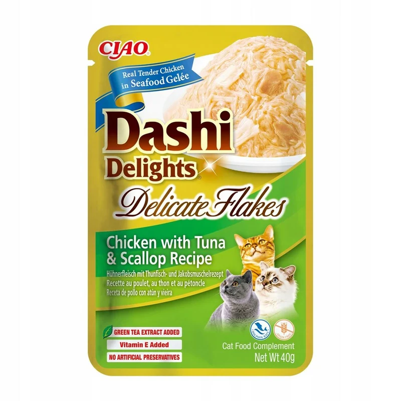 Collation pour Chat Inaba Dashi Delights Delicate Flakes Poulet 40 g
