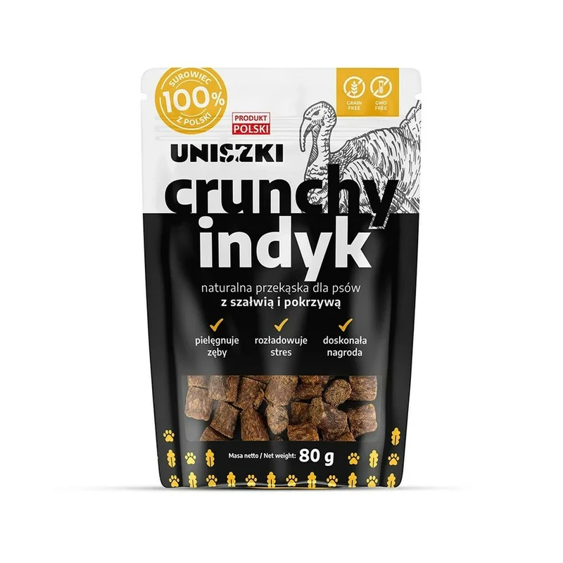 Snack pour chiens Uniszki Pavo Crujiente con Salvia y Ortiga Dinde 80 g