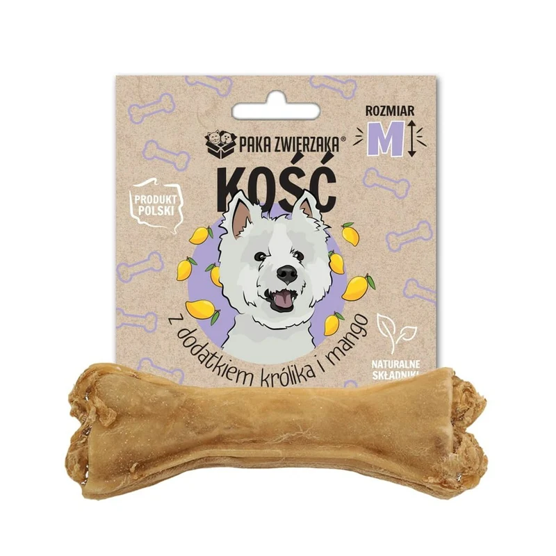 Snack pour chiens Paka Zwierzaka Bone with rabbit and mango M 12 cm Lapin 55 g