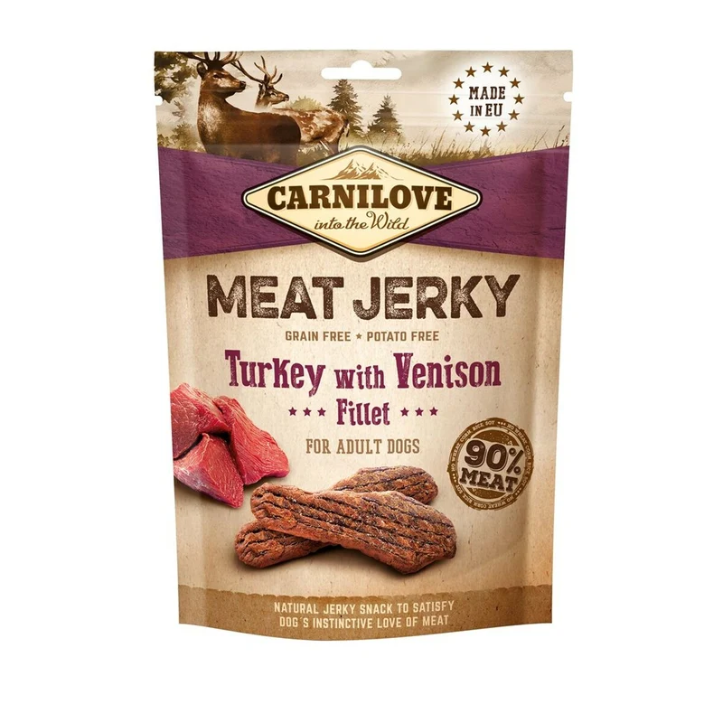 Nourriture Carnilove Meat Jerky Turkey with Venison Adulte Dinde 100 g