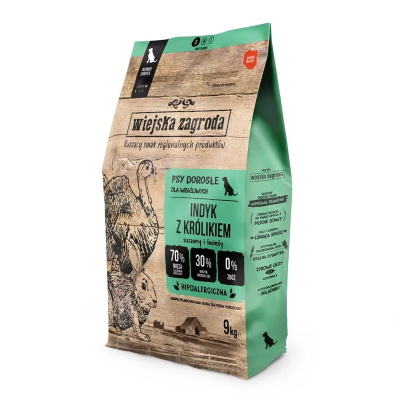 Nourriture WIEJSKA ZAGRODA Turkey with rabbit S Dinde 9 kg