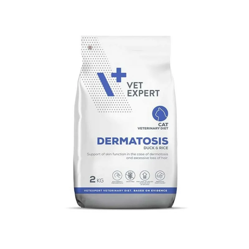 Nourriture VETEXPERT Dermatosis Cat Duck & Rice Canard 2 Kg