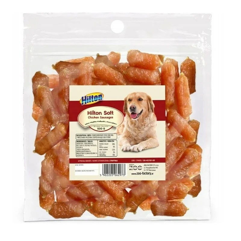Snack pour chiens Hilton Soft chicken sausages Poulet 500 g