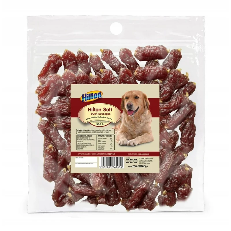 Snack pour chiens Hilton Soft duck sausages Canard 500 g