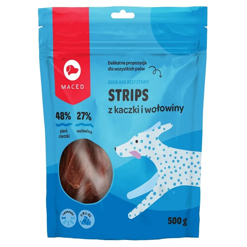 Snack pour chiens Maced Duck and beef strips Veau Canard 500 g