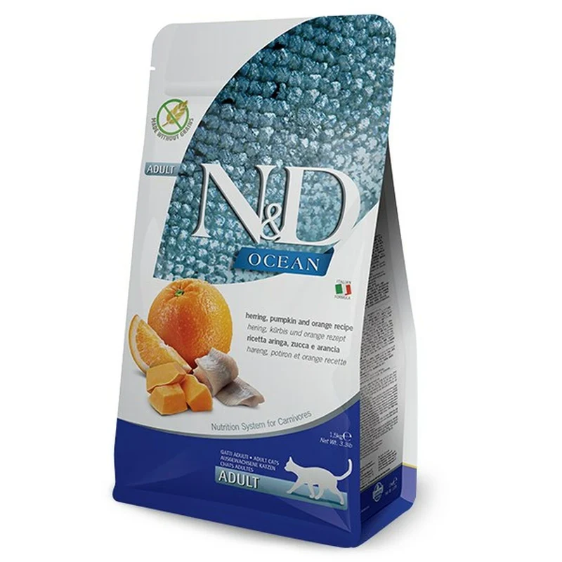 Aliments pour chat Farmina Orange Citrouille Adulte 1,5 Kg
