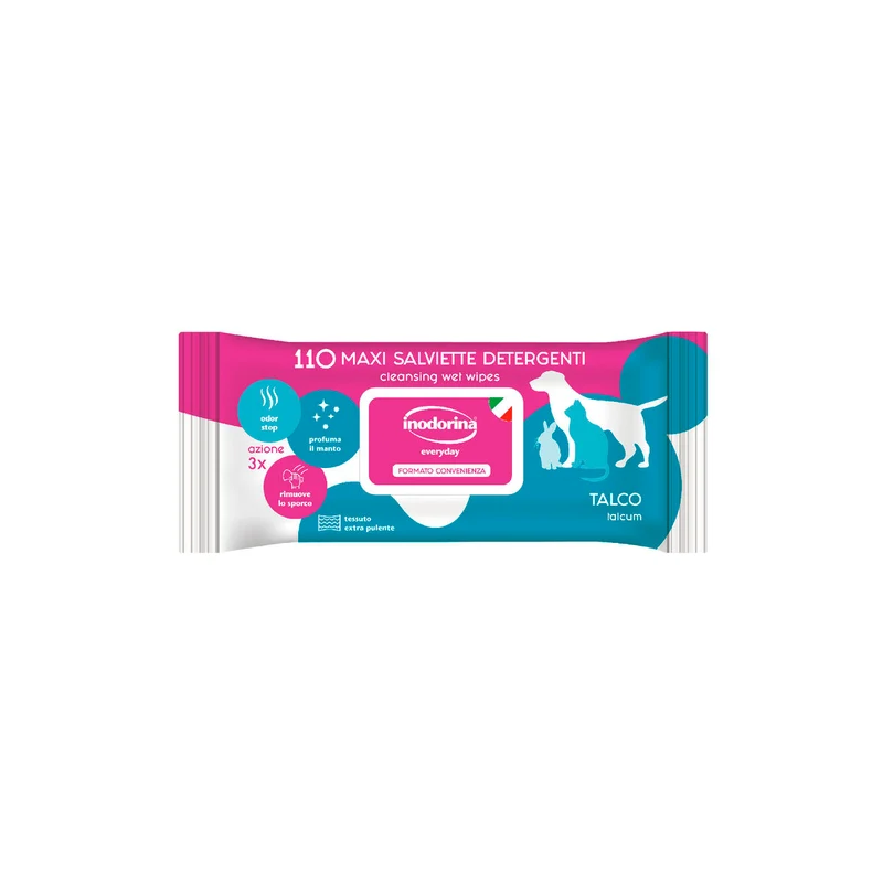Lingettes humides pour animaux domestiques Inodorina Talco 110 Unités