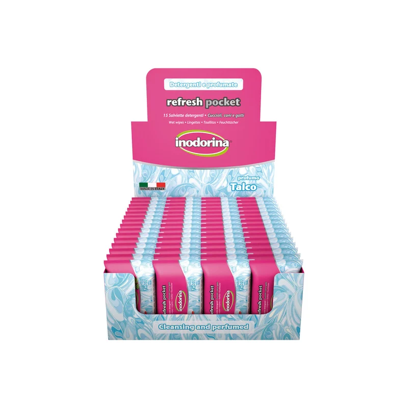 Lingettes humides pour animaux domestiques Inodorina Talco 60 Unités