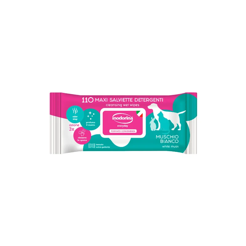 Lingettes humides pour animaux domestiques Inodorina 110 Unités