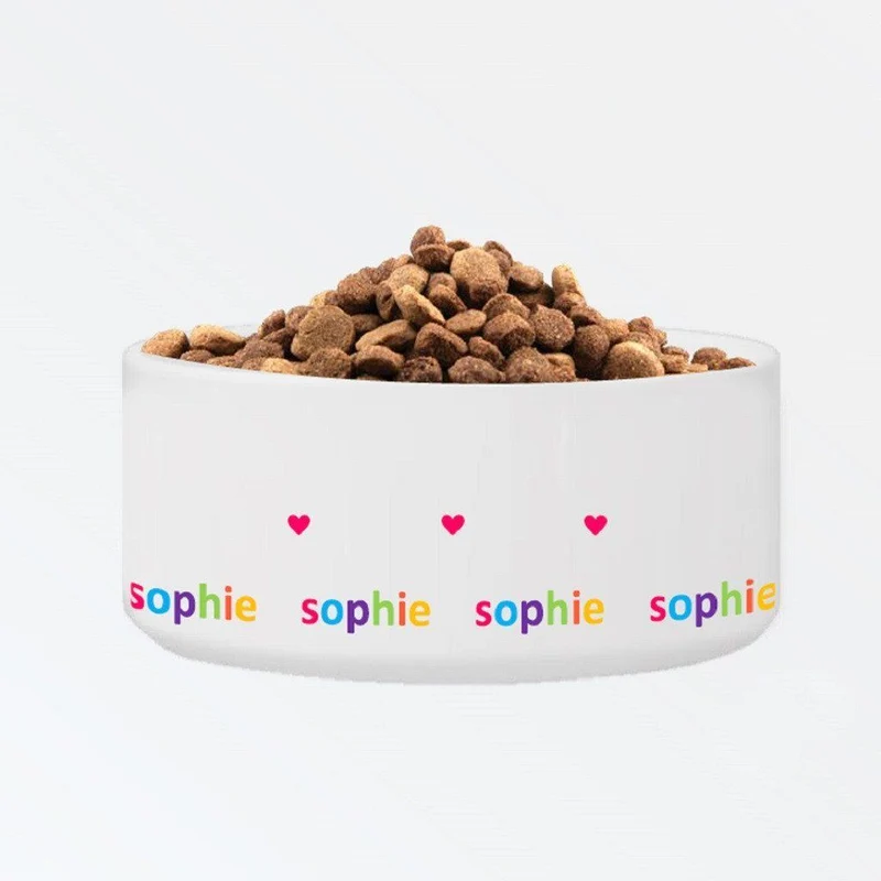 Hearts Classic Personalized Large Dog Bowl
