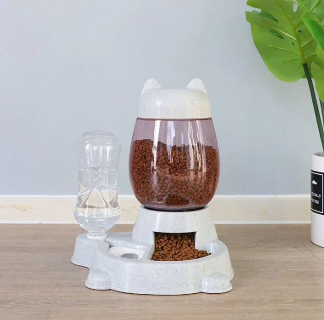 Pet Dog Cat Automatic Feeder Bow