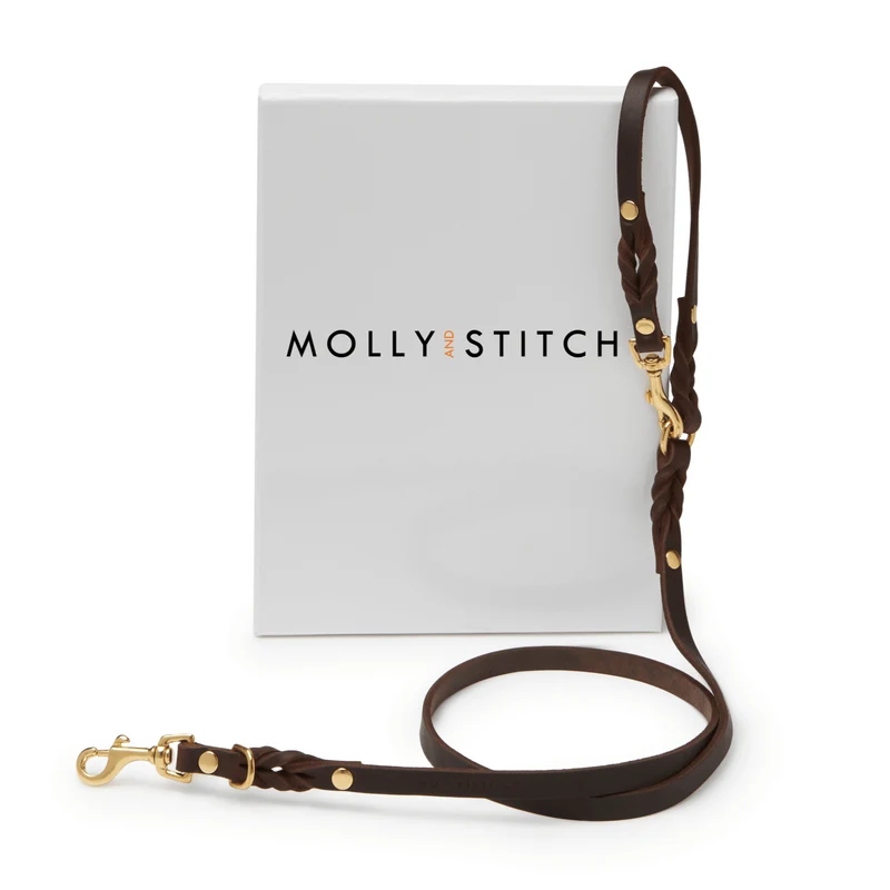 Sellerie Teckel Laisse Cuir Butter Marron X2 (ajustable)