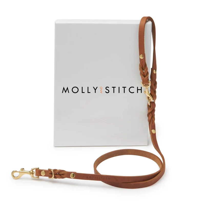 Sellerie Teckel Laisse Cuir Butter Cognac X2 (ajustable)