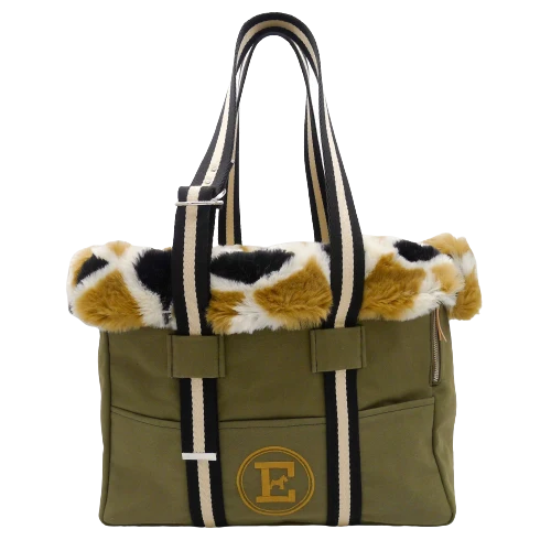 Sac de Voyage Teckel Vert et Fourrure
